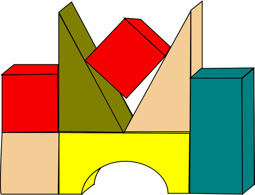 Vector drawing of wooden color building blocks