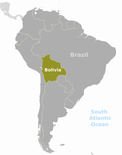 Etiqueta de localização de Bolívia
