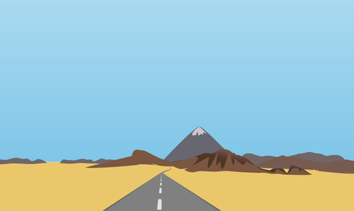 रेगिस्तान में लंबी सड़क