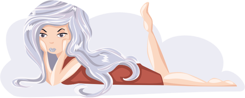 Векторная иллюстрация скучно девушка лежа
