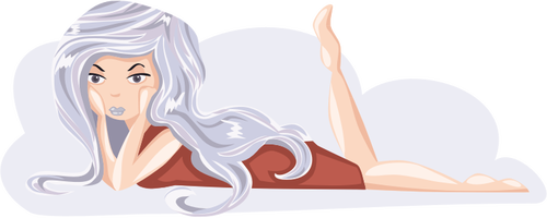 Vector illustration of bored girl lying