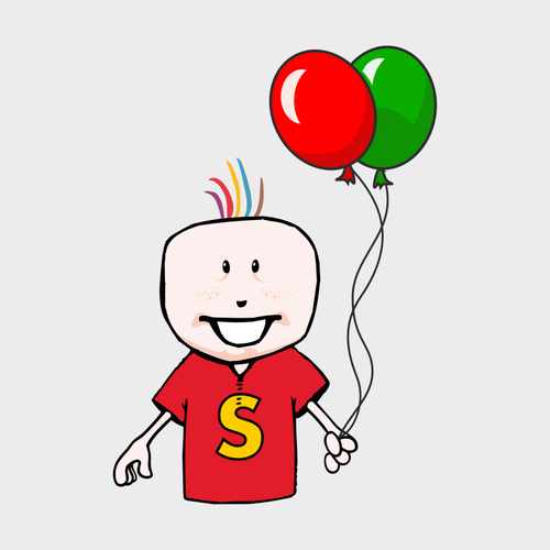 Vector de la imagen de niño con dos globos.