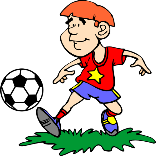 ボールを蹴るサッカー選手