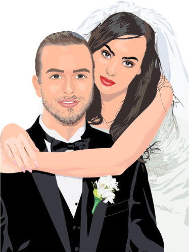 Bride and groom wedding portrait