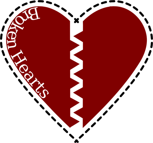 Broken heart with black border vector image