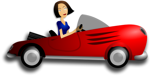 Brunette girl driving coupe vector image