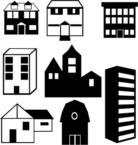 Векторное изображение набора строительных силуэты