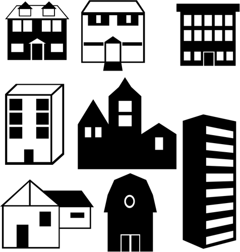 Vector image of set of building silhouettes