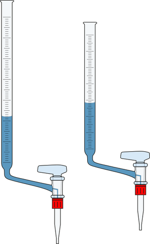 Vector illustration of graduated glass tube with side tap at bottom