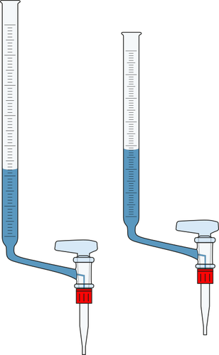 Illustration vectorielle de tube en verre gradué avec robinet de côté en bas