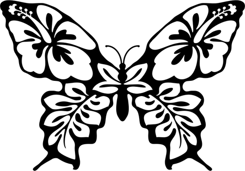 Motýlí květina čárová grafika