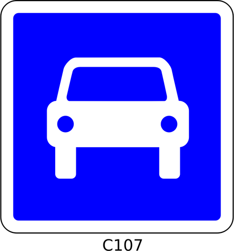 Vektor-Bild von Pkws nur blaue Viereck französische roadsign