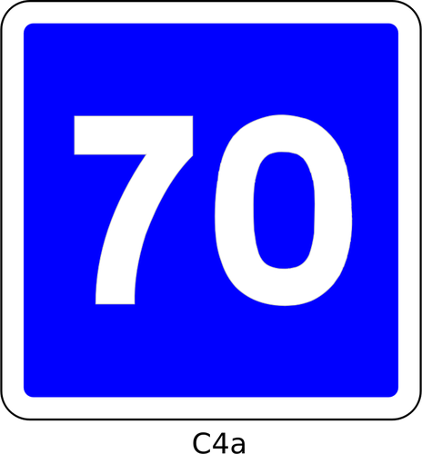 70mph speed limit blue square French roadsign vector drawing