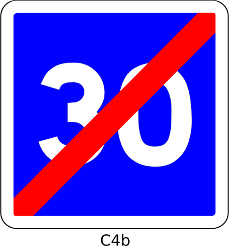 Vektorgrafiken von Ende 30mph Höchstgeschwindigkeit blau quadratisch französische roadsign