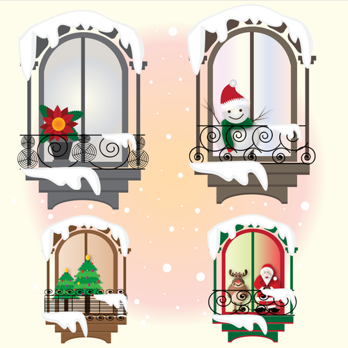 Рождество окна