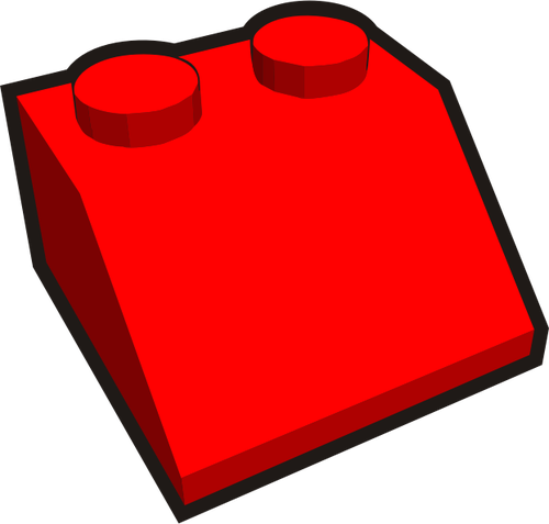1 x 2 nakloněné dětský cihla prvek červené vektorové kreslení
