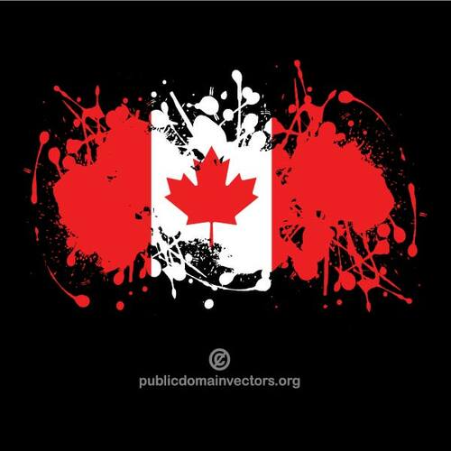 العلم الكندي مع لطخة الحبر