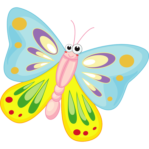 Ilustração em vetor borboleta cartoon sorridente
