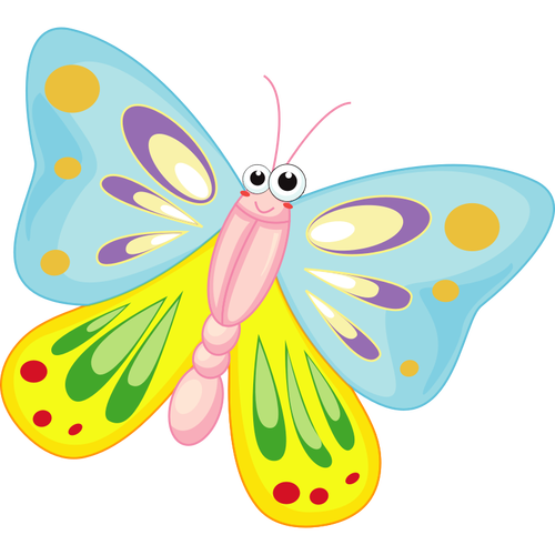 Smiling cartoon butterfly vector illustration