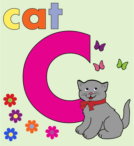 Kočka s písmenem abecedy C