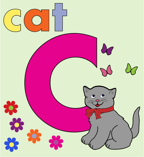 Cat with alphabet letter C