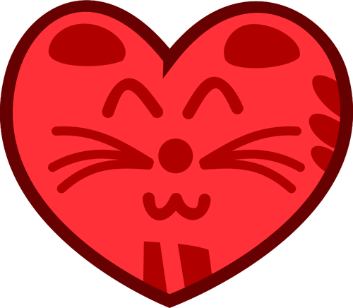 Vektor ilustrasi hati kucing