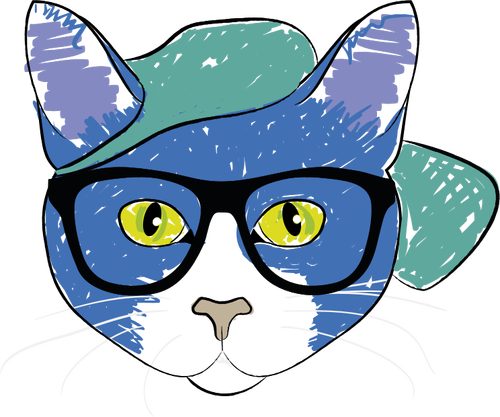 Katze mit Brille