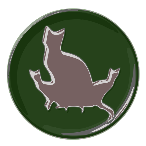Kuva kissaperheen heijastavan vihreästä painikkeesta