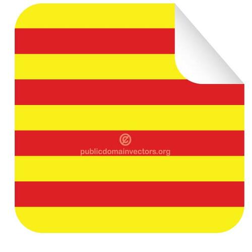 Etiqueta cuadrada con la bandera de Cataluña