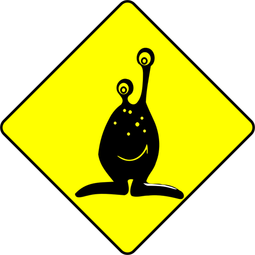 Vector graphics of aliens caution sign