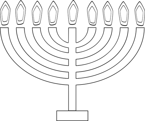 Kuva 9 kynttilän Chanukkah-valaistuksen ääriviivasta