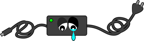 Computer charger crying eyes vector clip art
