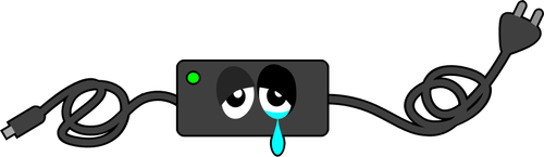 Computer charger crying eye vector illustration