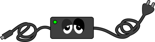 Computer charger sad eye vector drawing