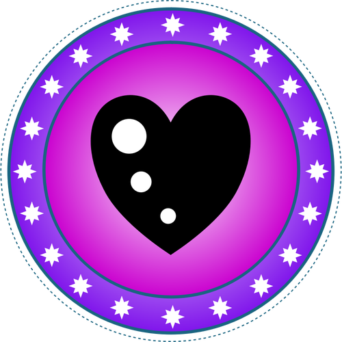 Purpurové srdce odznak Vektor Klipart