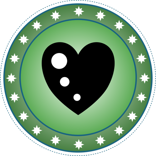 Green heart badge vector illustration