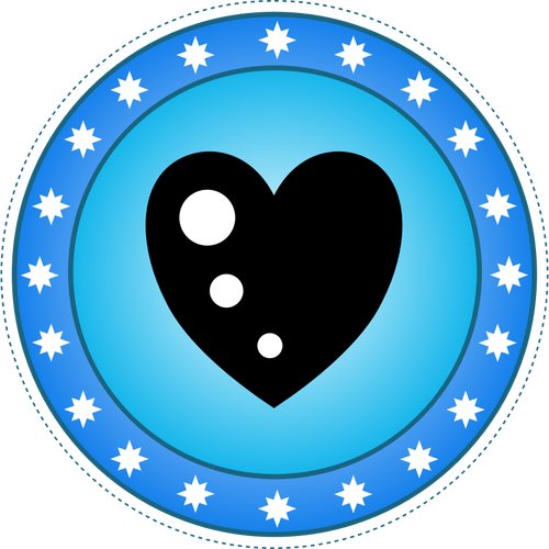 Blauw hart badge vector tekening