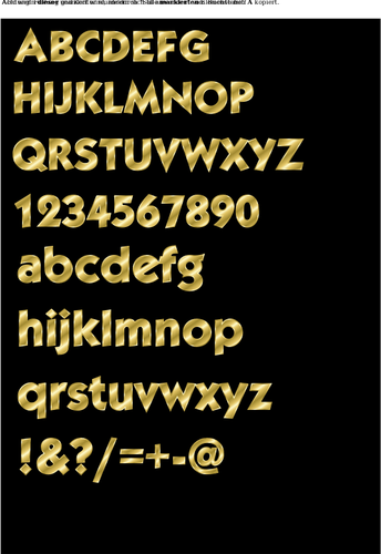 Vektor-Bild der Phantasie Alphabet in gold