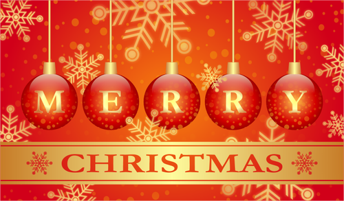 Dibujo de la tarjeta de felicitación de Navidad árbol decoraciones colgantes vectorial