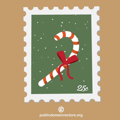 Selo postal com bastão de doces