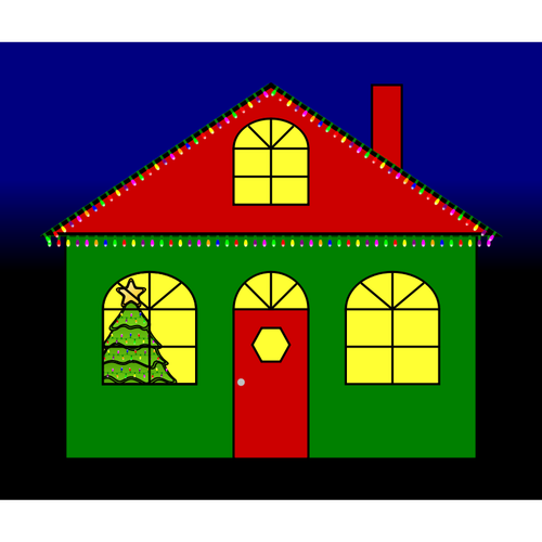 Casa com vectorimage de luzes de Natal