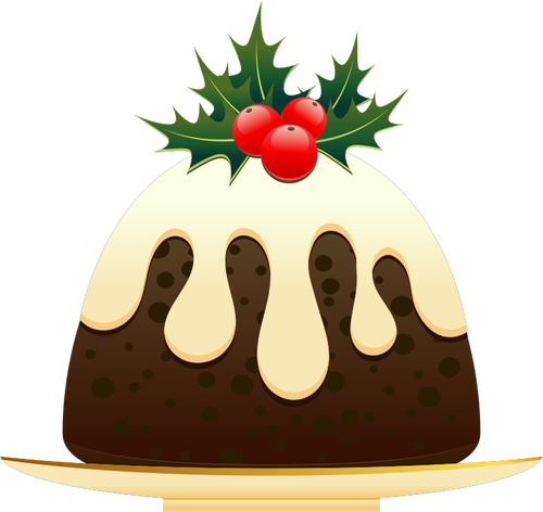 Christmas pudding with mistletoe vector graphics