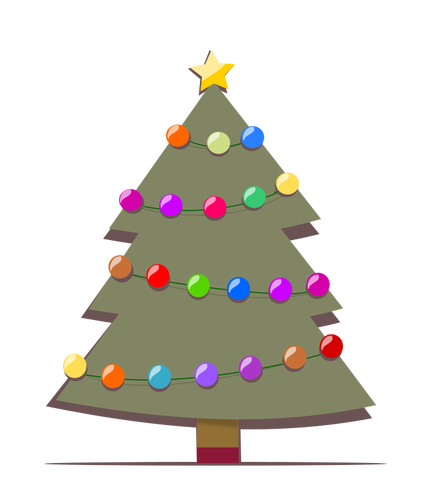 Decorated Christmas Tree Vector Drawing