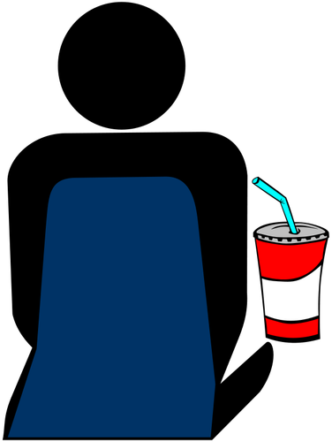 Person mit Softdrink auf das Kino-Vektor-Symbol