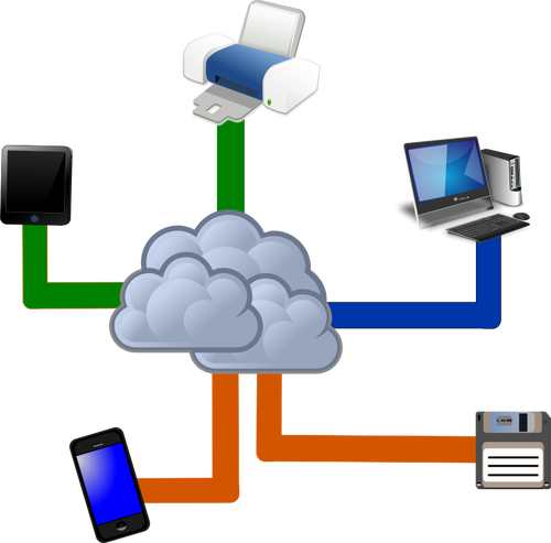 Ilustração em vetor diagrama de computação em nuvem