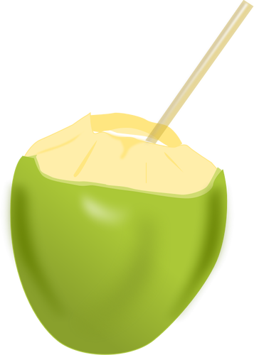 Coconut with a straw vector clip art