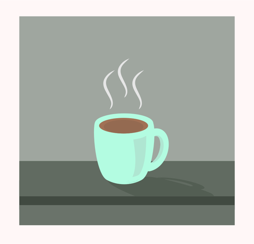 Vector de la imagen de la taza de café humeante en mesa gris