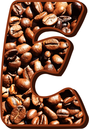 Tipografia di chicchi di caffè E