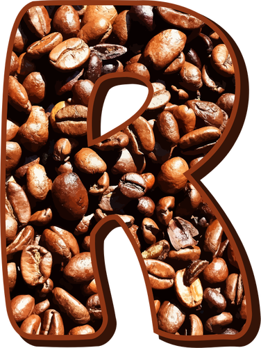 Lettre R en grains de café