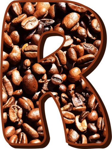 Letter R in coffee beans